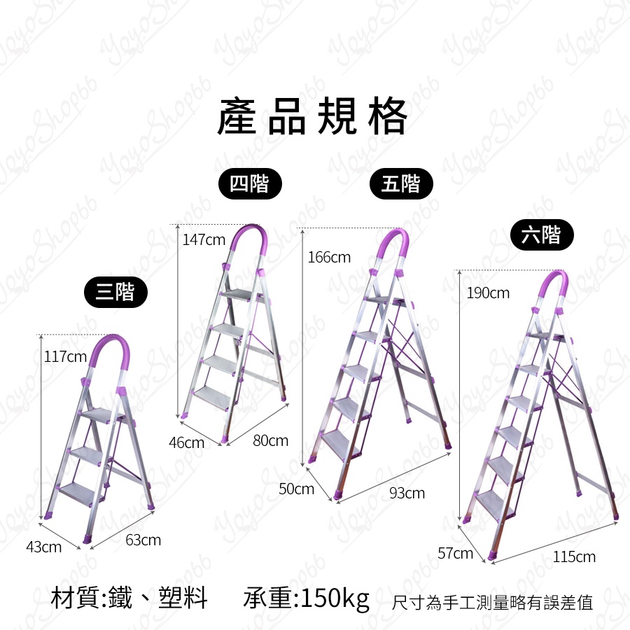 超輕量折疊梯 三步 四步 五步 六步梯 鋁梯 折疊梯 摺疊梯 人字梯 鋁合金 折疊梯 防滑梯【雀雀不是胖】-細節圖3