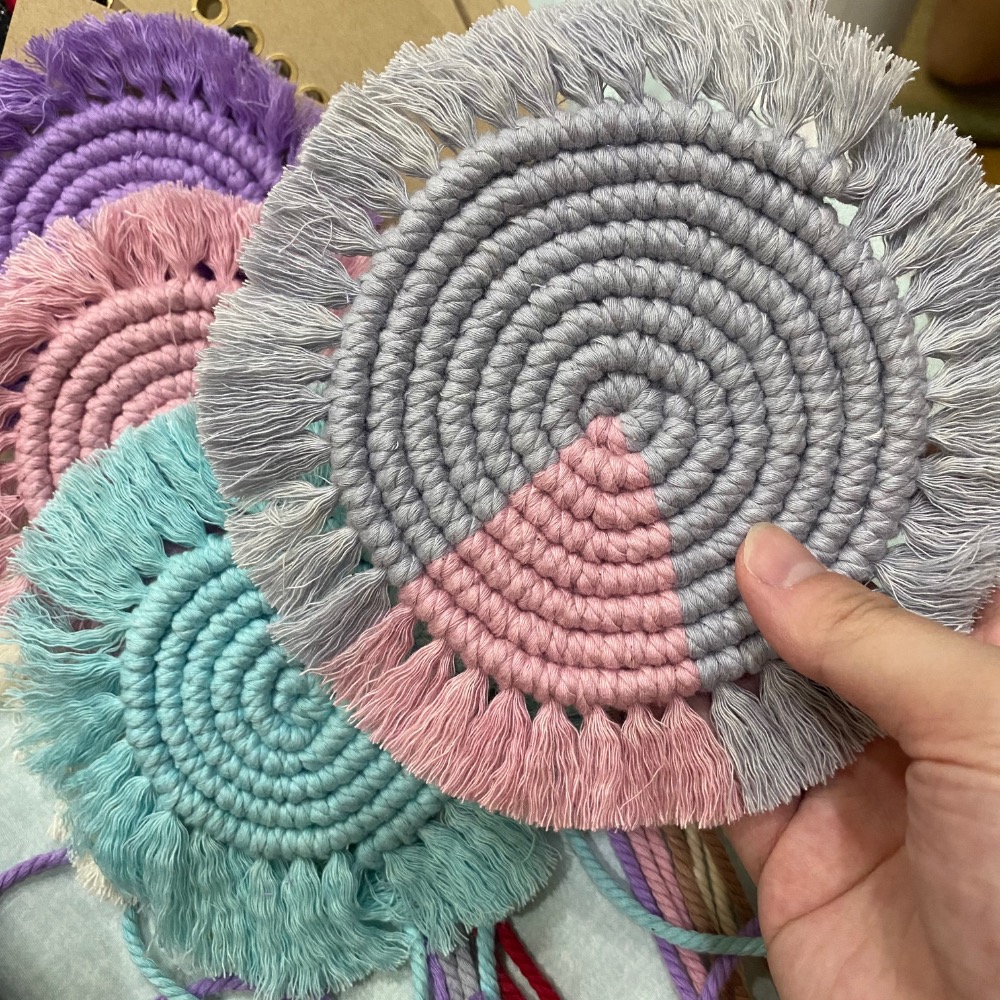 編織杯墊 Macrame 杯墊 拍照道具 北歐風 波希米亞風-細節圖3