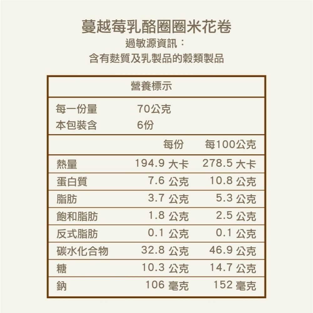 [ 塔果targel ] 米花卷｜蔓越莓乳酪圈圈（6入 / 420g） 【桃園嚴選】-細節圖8