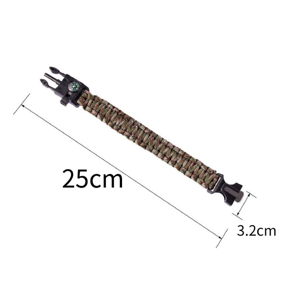 【健人體育🔥現貨】求生手環 打火石 口哨 傘繩手環 指南針 求生工具 野外求生 野營 登山 傘繩編織款野外登山戰術求生傘-細節圖7