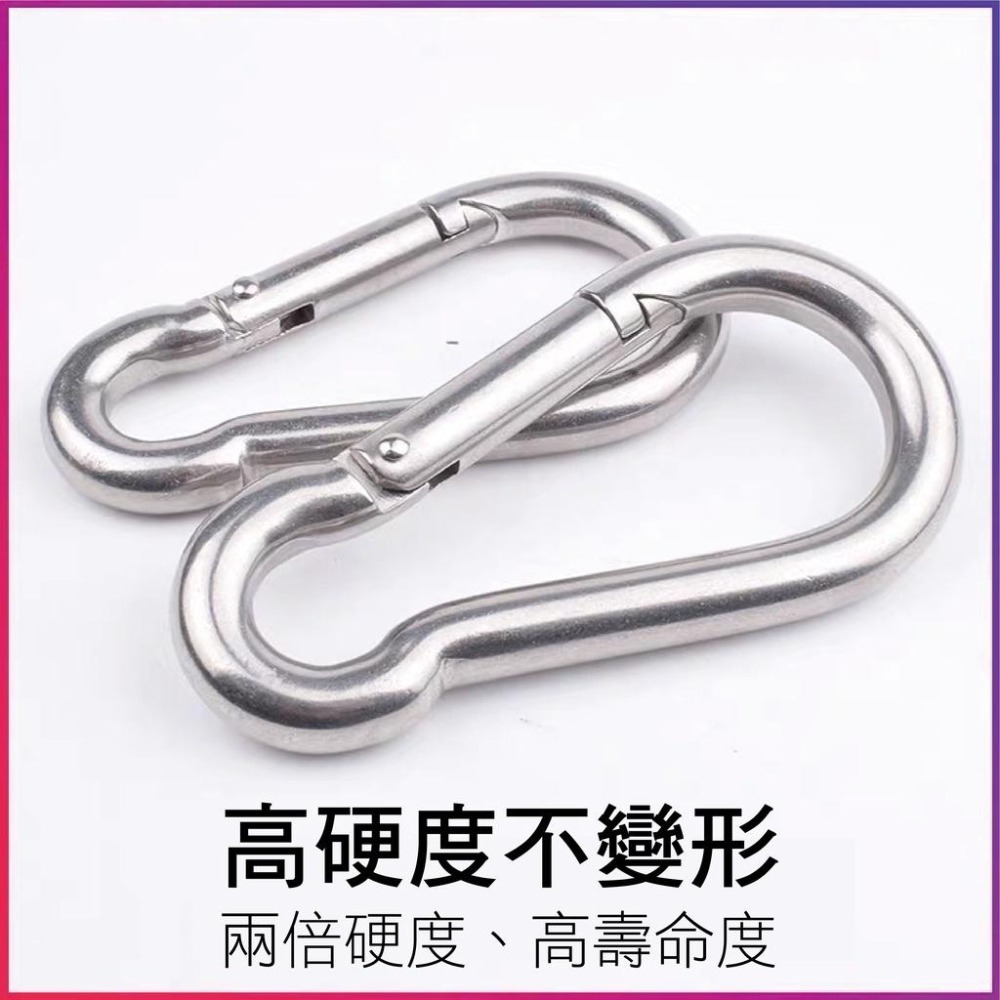【健人體育🔥現貨】304不鏽鋼彈簧扣 健身器材D型扣 快拆鋁合金登山扣 登山扣 彩色鑰匙扣 鋁合金快掛 背包扣 外掛扣-細節圖3