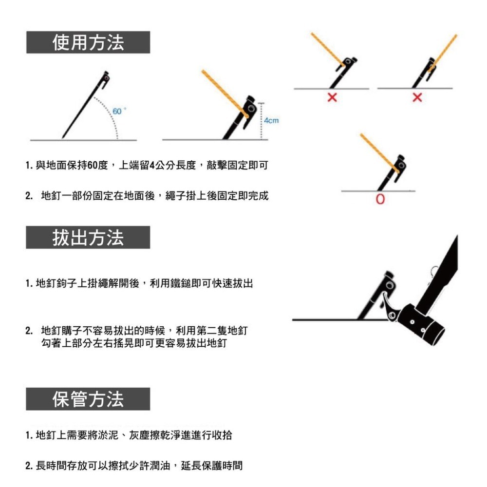 【健人體育🔥現貨】營釘 露營營釘 帳棚營釘 鋼製營釘 大黑釘 露營釘 帳篷 炊事帳 天幕 大黑丁 30CM 特粗大黑釘-細節圖7