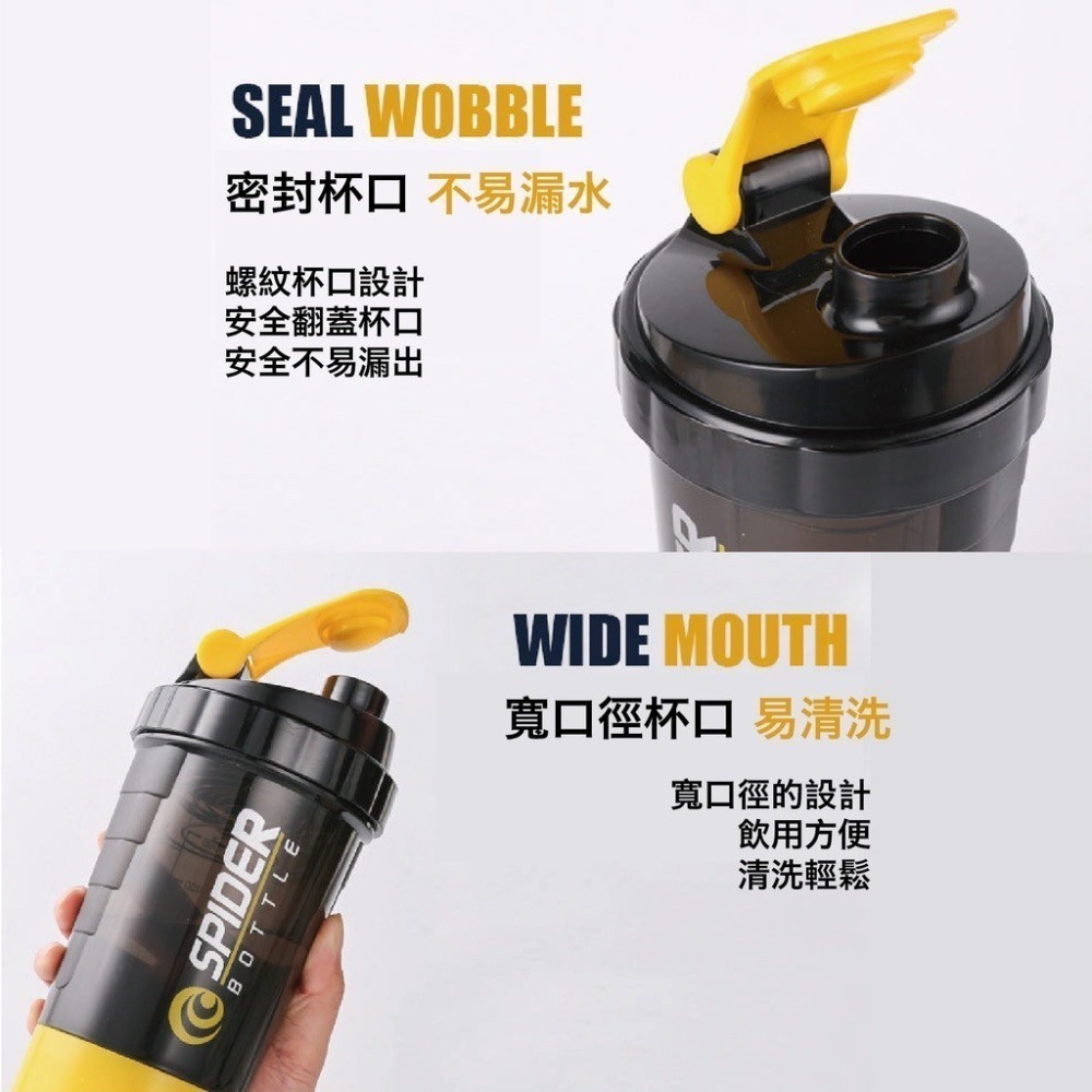 【限時購】奶昔搖搖杯 三層搖搖杯 500ML 蛋白粉健身杯 健身搖搖杯 刻度搖搖杯 乳清蛋白杯 高蛋白健身杯-細節圖4