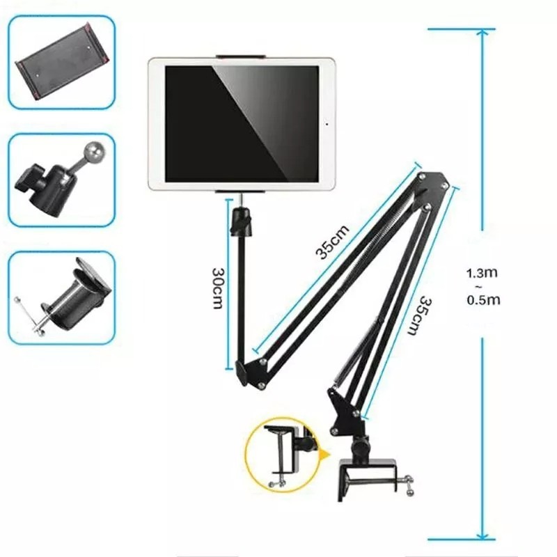360度鋁合金懶人折疊伸縮手機支架 萬用三折多功能懸臂支架 加長手機平板專用夾 直播追劇支架 床頭桌面支架 手機架-細節圖9