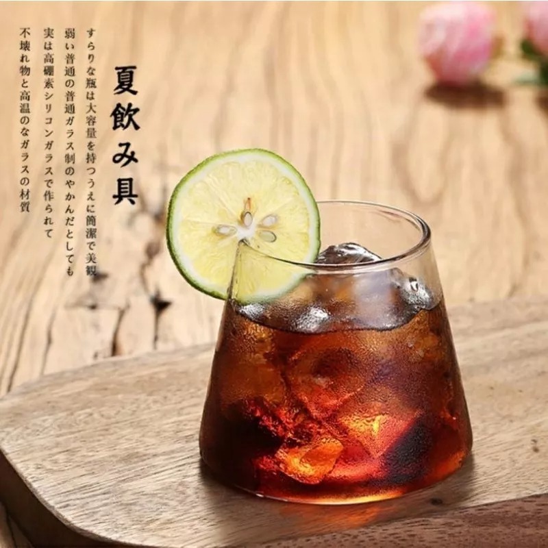 日式富士山耐熱玻璃杯 創意家用品味威士忌啤酒杯690ml 茶杯 咖啡杯 果汁杯 酒吧雞尾酒杯-細節圖2