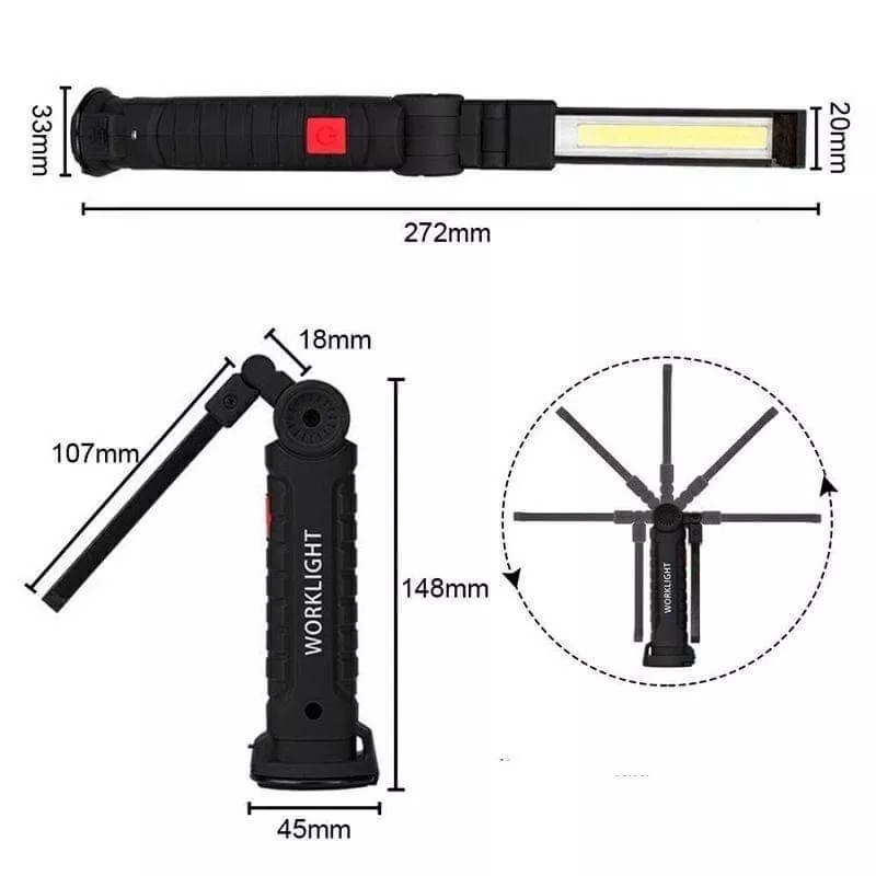 折疊LED工作燈 COB強光照明手持手電筒 多功能磁吸USB充電式汽車檢修燈 裝潢汽車機車維修工具 學生宿舍緊急照明燈-細節圖5