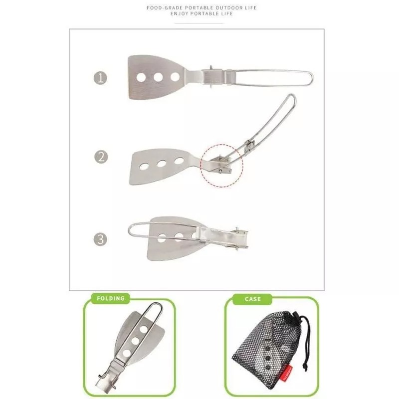 304不銹鋼折疊露營野炊煎鏟 戶外休閒旅行登山收納燒烤飯鏟 野餐野營便攜迷你鍋鏟-細節圖4