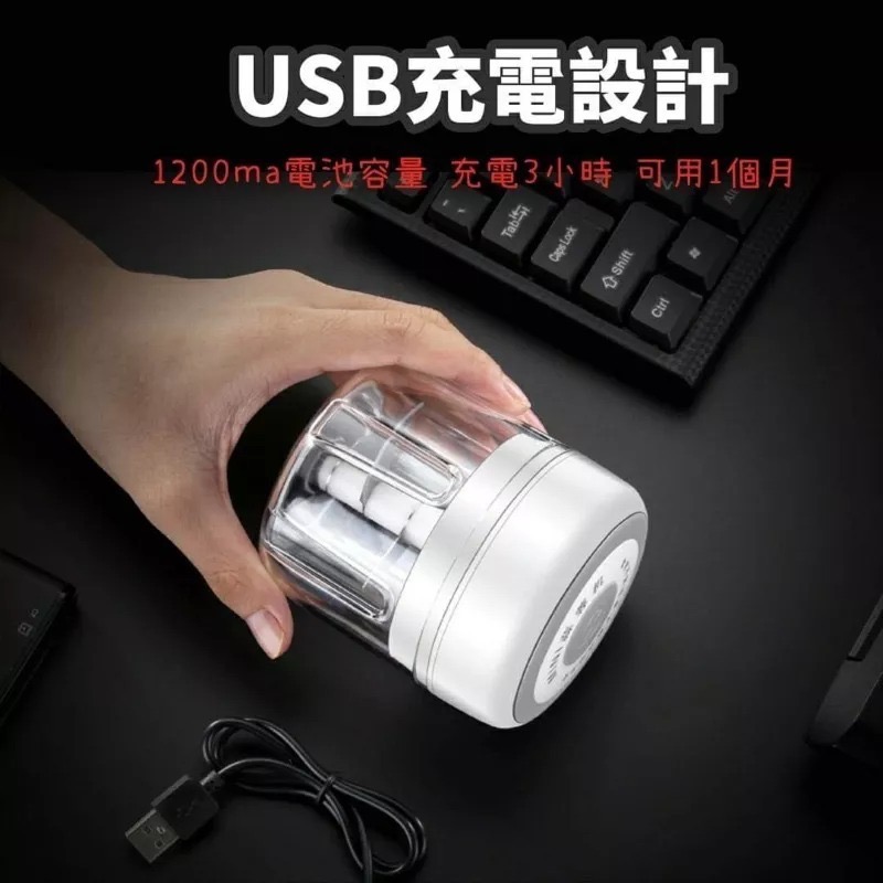 無線電動料理機 USB充電250ml三刀片搗蒜絞碎器 廚房烘焙食材攪拌機 副食品調理機 肉類蔬菜研磨機 蒜蓉蒜泥機-細節圖4