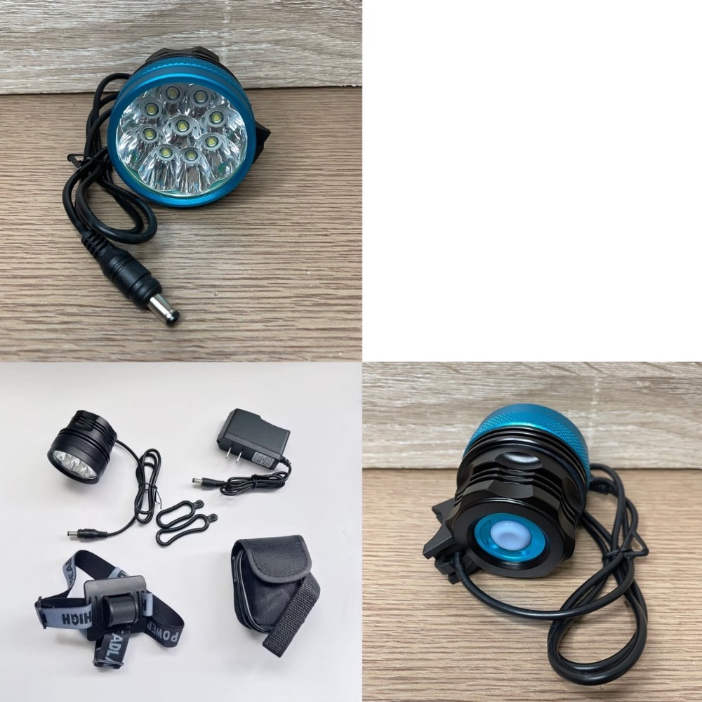鋁合金自行車前燈9顆T6強光LED手電筒 IPX6防水防震夜間單車騎乘照明設備  7800mAh可充電電源 山地公路車-規格圖10