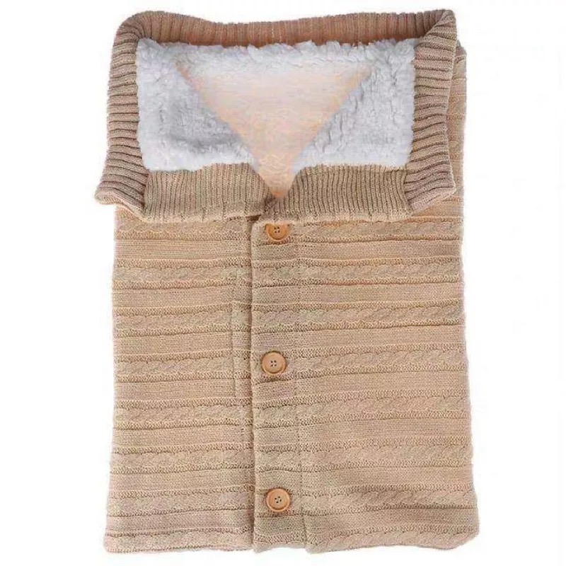 嬰幼兒推車保暖睡袋 歐美熱銷秋冬戶外鈕扣寶寶針織防護安全座椅睡袋 日韓毛線羊羔加絨加厚棉被-細節圖3