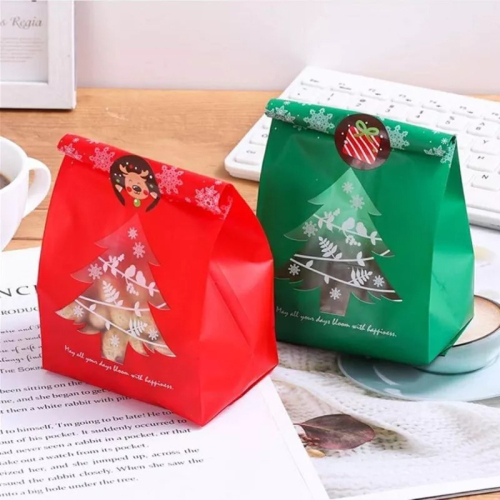 韓國聖誕樹烘焙50入裝食品包裝袋 聖誕節糖果平口袋 聖誕老人曲奇餅乾禮物袋