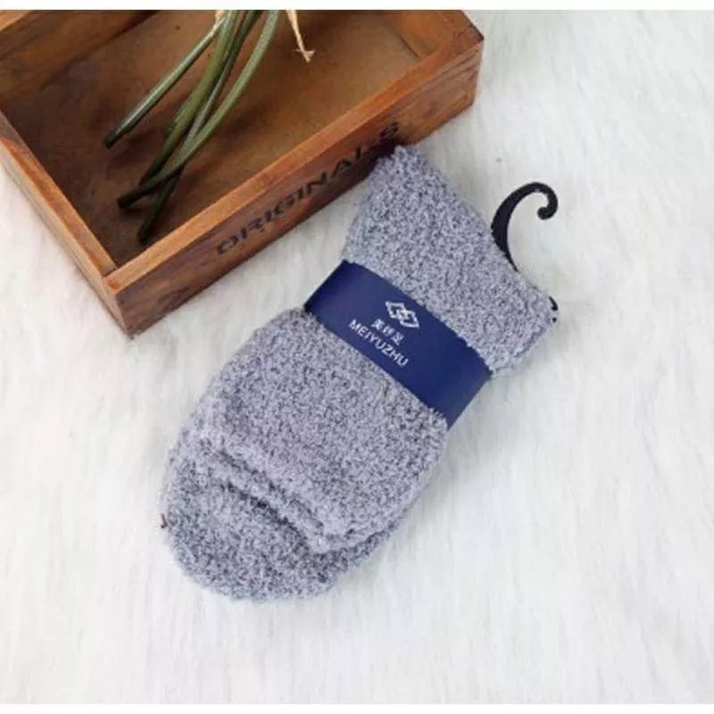 日系羊毛絨睡眠保暖襪 Woolen socks 居家中筒毛巾情侶襪 秋冬加厚珊瑚絨純色毛襪 柔軟地板襪-細節圖8