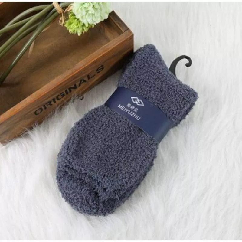 日系羊毛絨睡眠保暖襪 Woolen socks 居家中筒毛巾情侶襪 秋冬加厚珊瑚絨純色毛襪 柔軟地板襪-細節圖9