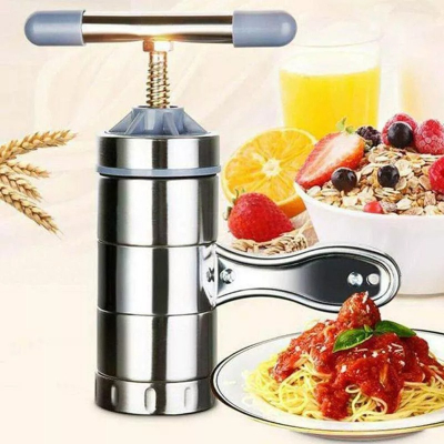 DIY不鏽鋼意大利麵條機 6 模具頭 手動家用壓麵器 水果榨汁機 廚房烘焙手工麵食機