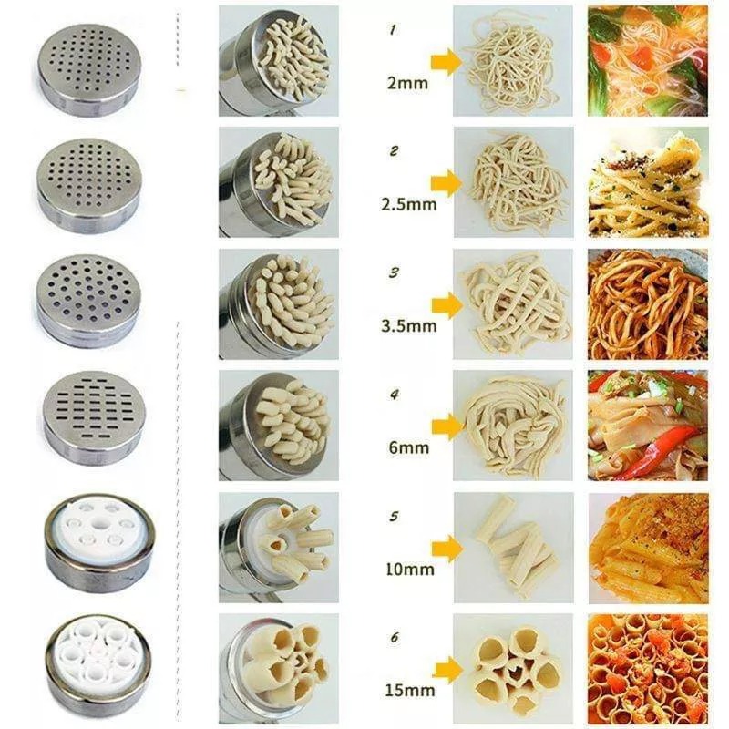 DIY不鏽鋼意大利麵條機 6 模具頭 手動家用壓麵器 水果榨汁機 廚房烘焙手工麵食機-細節圖4