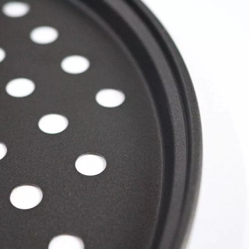 不沾碳鋼批薩通風孔烤盤 DIY 11吋不鏽鋼耐高溫燒烤比薩托盤 透氣孔煎餅盤/ 28cm-細節圖6