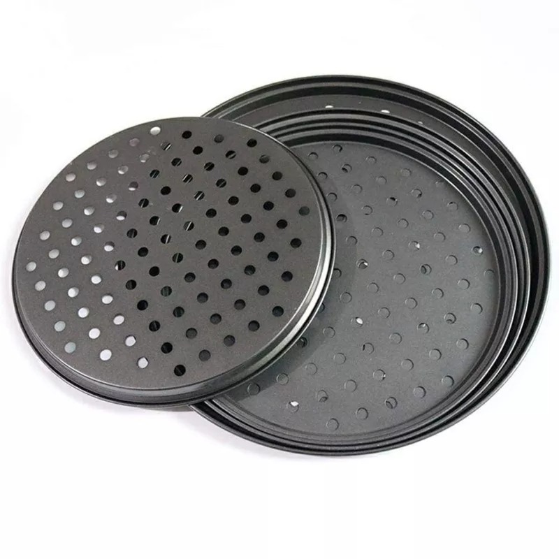 不沾碳鋼批薩通風孔烤盤 DIY 11吋不鏽鋼耐高溫燒烤比薩托盤 透氣孔煎餅盤/ 28cm-細節圖7