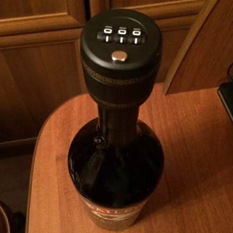 紅酒瓶蓋密碼鎖 威士忌瓶蓋數字鎖 葡萄酒瓶真空塞保存裝置-細節圖4