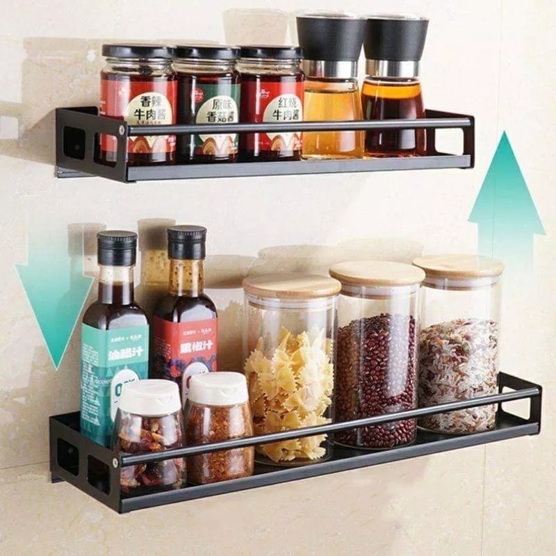 廚房不鏽鋼置物架Kitchen shelving 調味料瓶罐整理櫃 多功能廚具收納架 油鹽醬醋壁掛層架 懸掛架-細節圖2