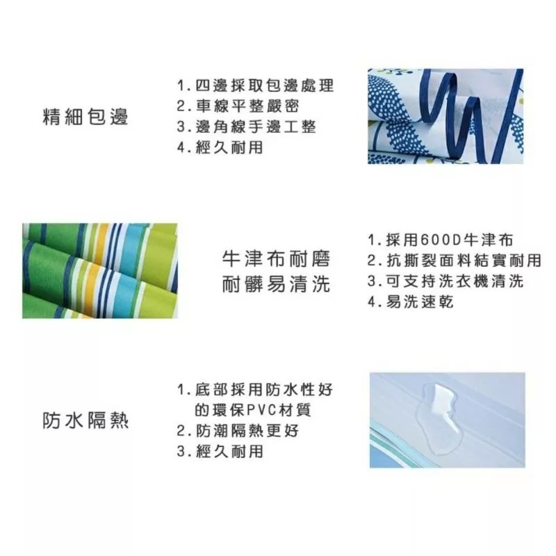 戶外防水防潮便攜條紋野餐墊 Picnic Blanket 牛津布海岸沙灘墊 手提加大加寬可收納折疊野營露營墊-細節圖6