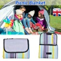 戶外防水防潮便攜條紋野餐墊 Picnic Blanket 牛津布海岸沙灘墊 手提加大加寬可收納折疊野營露營墊-規格圖9