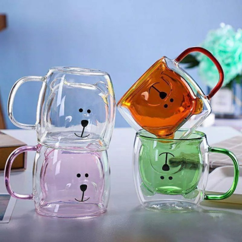 《限量》雙層隔熱耐熱玻璃杯 帶把手3D卡通小熊杯 家用透明咖啡杯 馬克杯 交換禮物 情人節禮物