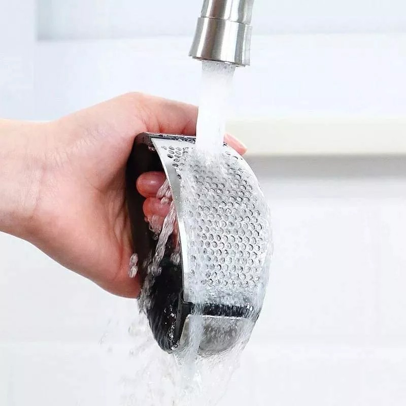 不銹鋼壓蒜器 家用手動弧形搗蒜機 廚房切薑蒜蓉搗碎廚具 環形蒜泥器-細節圖5