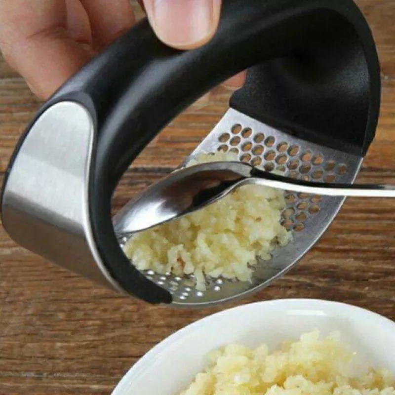 不銹鋼壓蒜器 家用手動弧形搗蒜機 廚房切薑蒜蓉搗碎廚具 環形蒜泥器-細節圖6