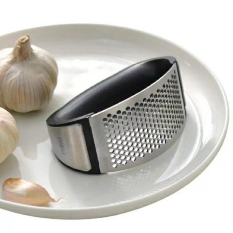 不銹鋼壓蒜器 家用手動弧形搗蒜機 廚房切薑蒜蓉搗碎廚具 環形蒜泥器-細節圖7
