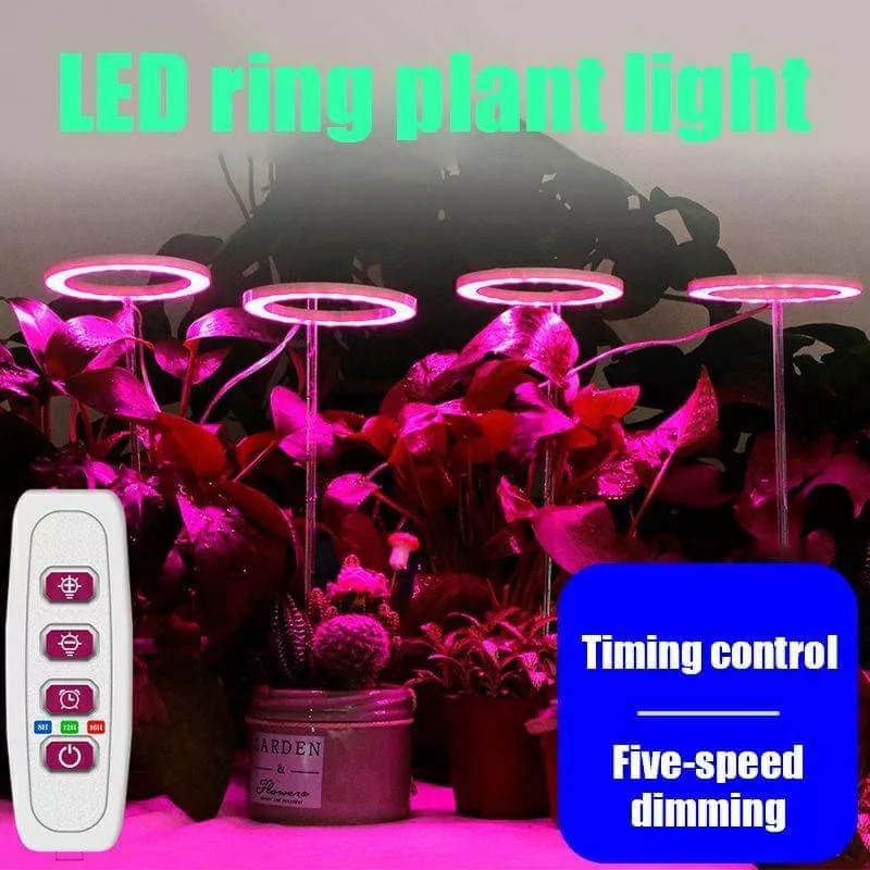 LED環形植物生長燈 定時花卉室內蔬菜五檔調光補光燈 天使環狀多肉植物防止徒長燈 紅藍光USB植物燈 全光譜幼苗景觀燈-細節圖4