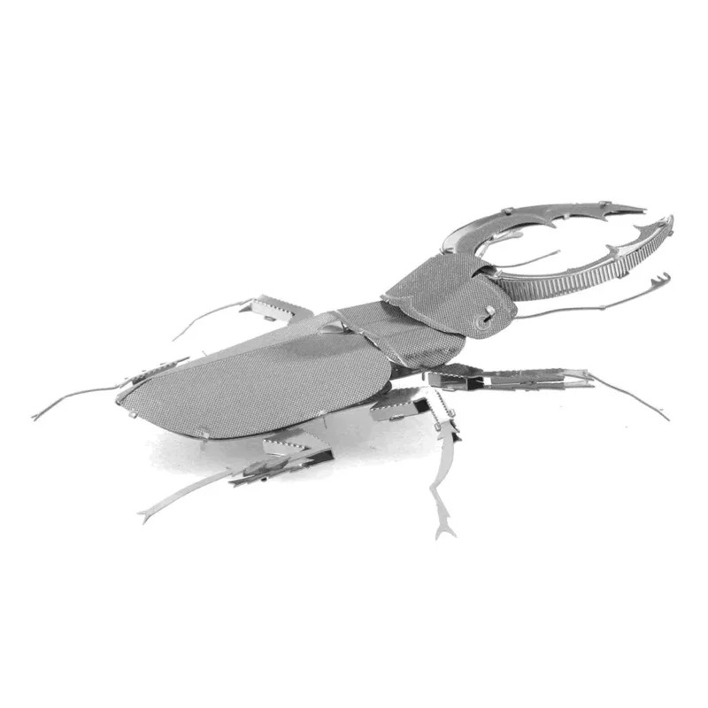 金屬DIY拼裝模型 3D立體不鏽鋼拼圖鍬形蟲造型 創意益智甲蟲昆蟲組裝玩具 精緻質感桌面裝飾擺設-細節圖4