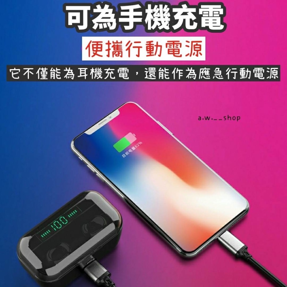藍牙5.0無線耳機 可當行動電源手機充電 耳機IPX7防水3500mAh大電量充電艙 LED數字電量顯示磁吸納米充電-細節圖2