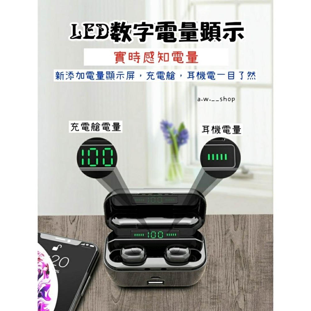 藍牙5.0無線耳機 可當行動電源手機充電 耳機IPX7防水3500mAh大電量充電艙 LED數字電量顯示磁吸納米充電-細節圖5