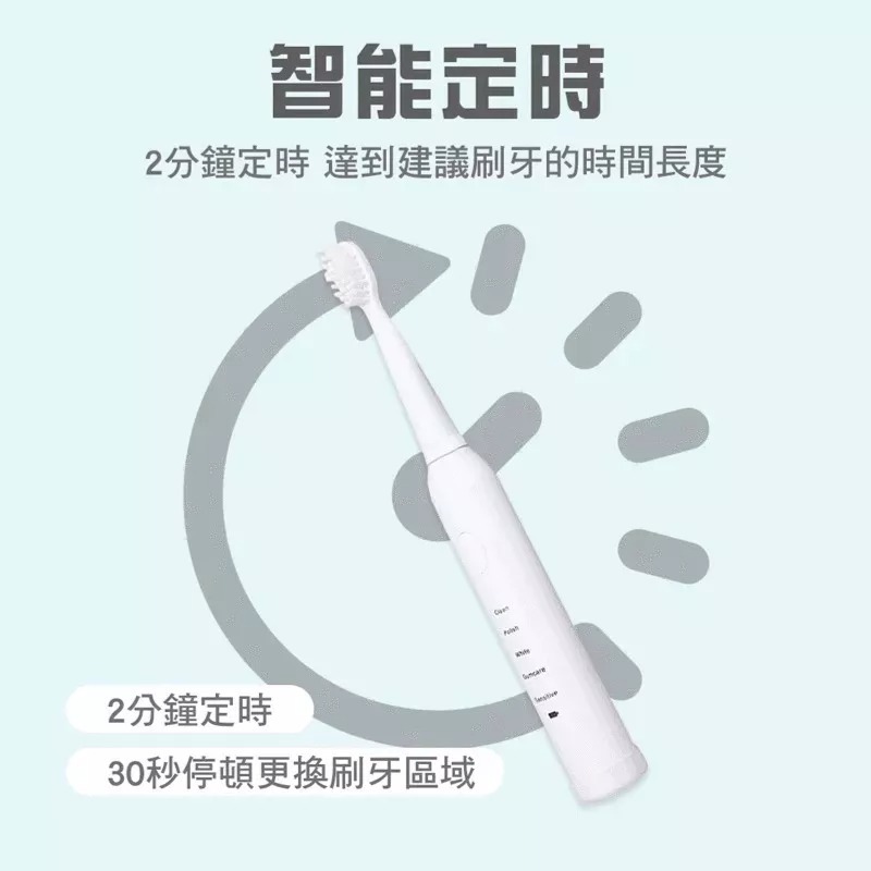 聲波振動電動牙刷 食品級刷頭 IPX7防水USB充電強勁動力清除牙菌斑 智能定時刷牙牙齒清潔污垢 柔軟刷頭軟毛牙齦護理-細節圖3
