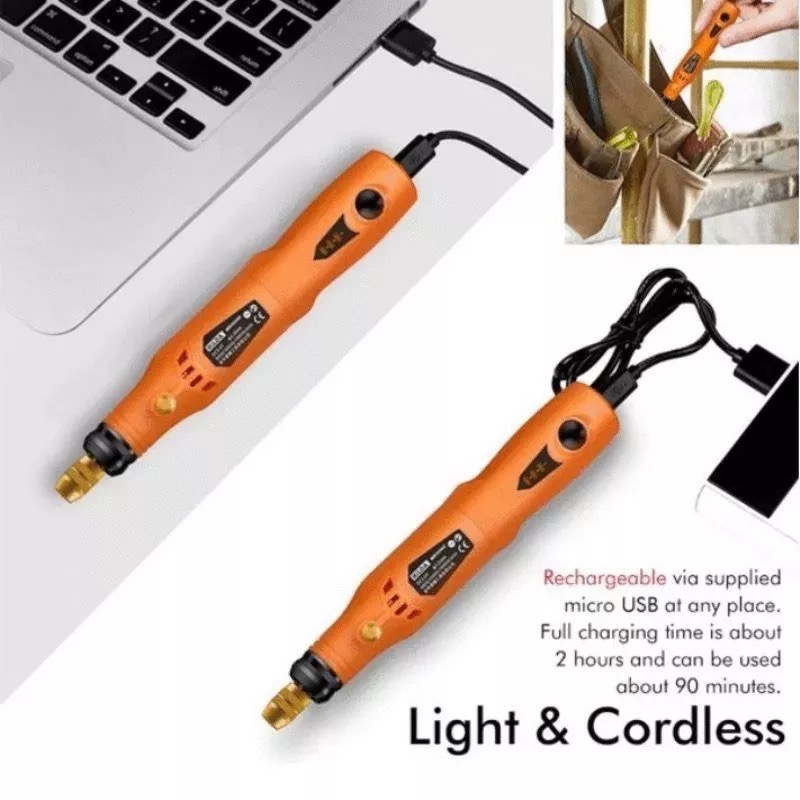 迷你無線充電電磨機 大功率三檔調節園藝木雕玉石雕刻筆 3.6V電動USB充電微型電鑽工具 打磨機 拋光機 手持模型刻磨機-細節圖8