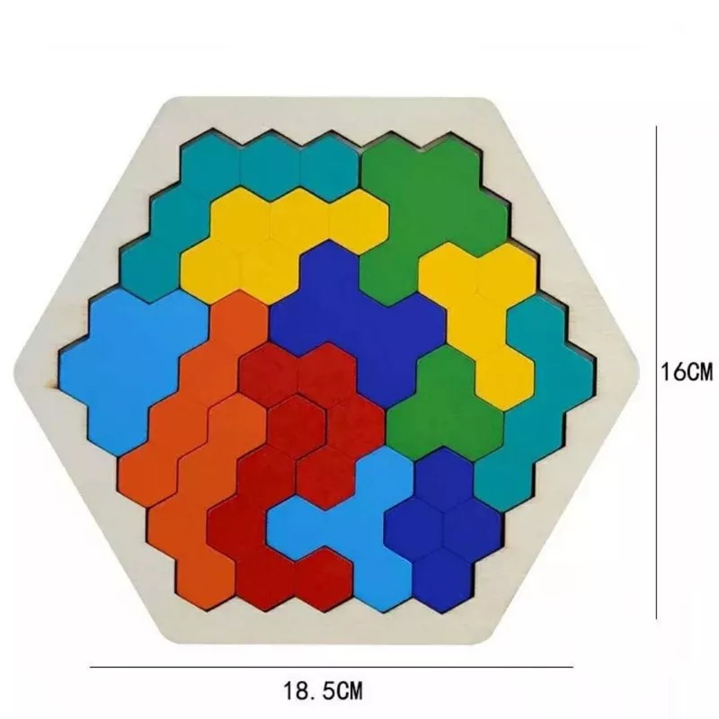 環保木製益智七巧板拼圖玩具 嬰幼兒蜂窩式百變立體拼板 兒童益智力開發彩色積木教具 小學生成人桌遊 幼兒園早教空間邏輯思維-細節圖10