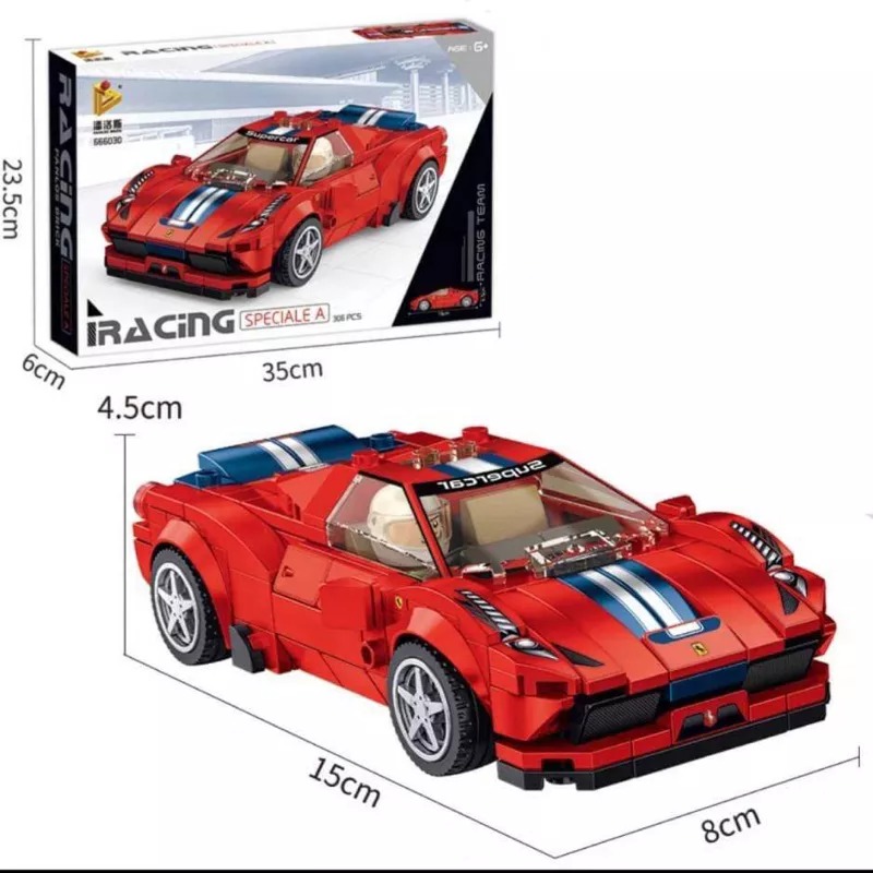 法拉利跑車DIY益智拼裝樂高積木玩具 潘落斯Ferrari 458 Speciale A賽車 兒童組裝LEGO拼圖模型-細節圖6