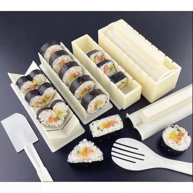 DIY造型壽司器10件組 創意手作做壽司捲飯糰模具 廚房烘焙健康環保日料廚具 食品級日式料理廚師烹飪模型工具 海苔飯卷-細節圖2