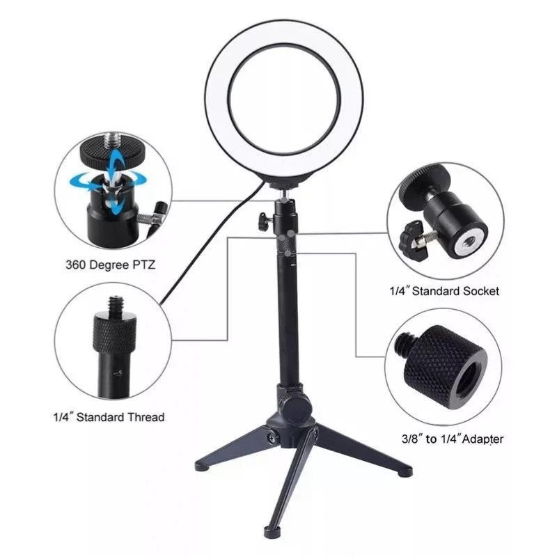 LED環形360度調節補光燈 直播拍攝旋轉伸縮三腳架 主播專用美顏嫩膚瘦臉高清打光燈 手機電腦網紅自拍攝影燈光 環形燈光-細節圖7
