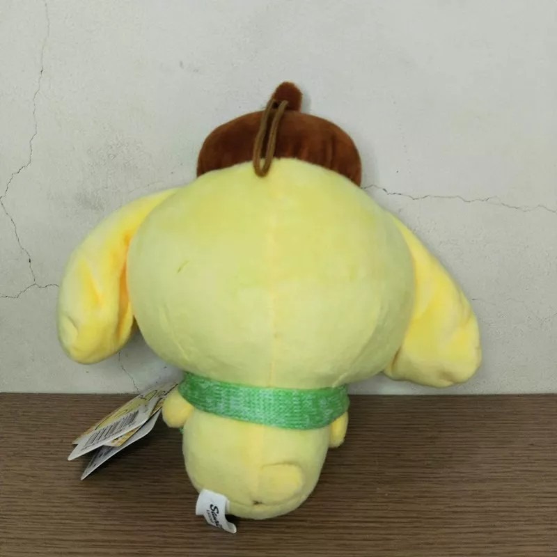 三麗鷗Sanrio布丁狗 坐姿圍巾POMPOMPURIN裝飾擺設6英吋玩偶 正版雷射標籤 可愛卡通造型嬰幼兒絨毛玩具-細節圖4