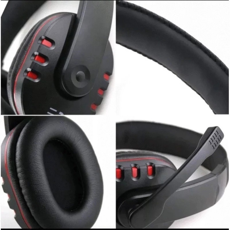 頭戴式電競耳機 電腦PS4遊戲耳罩式耳麥 360度線控環繞音效降噪麥克風 柔軟親膚耳罩 紅色-細節圖5