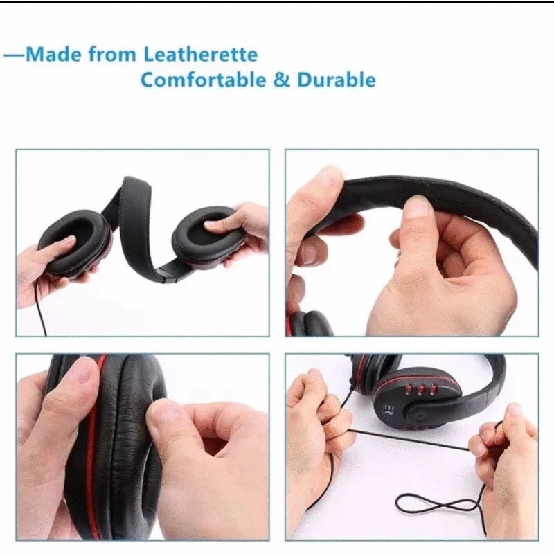 頭戴式電競耳機 電腦PS4遊戲耳罩式耳麥 360度線控環繞音效降噪麥克風 柔軟親膚耳罩 紅色-細節圖6