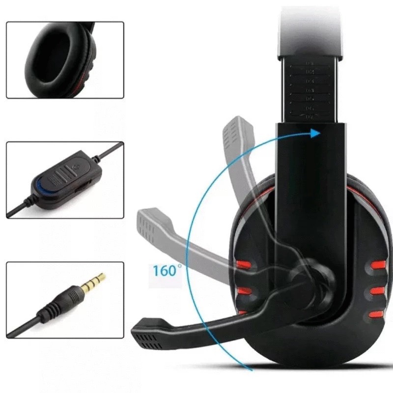 頭戴式電競耳機 電腦PS4遊戲耳罩式耳麥 360度線控環繞音效降噪麥克風 柔軟親膚耳罩 紅色-細節圖7