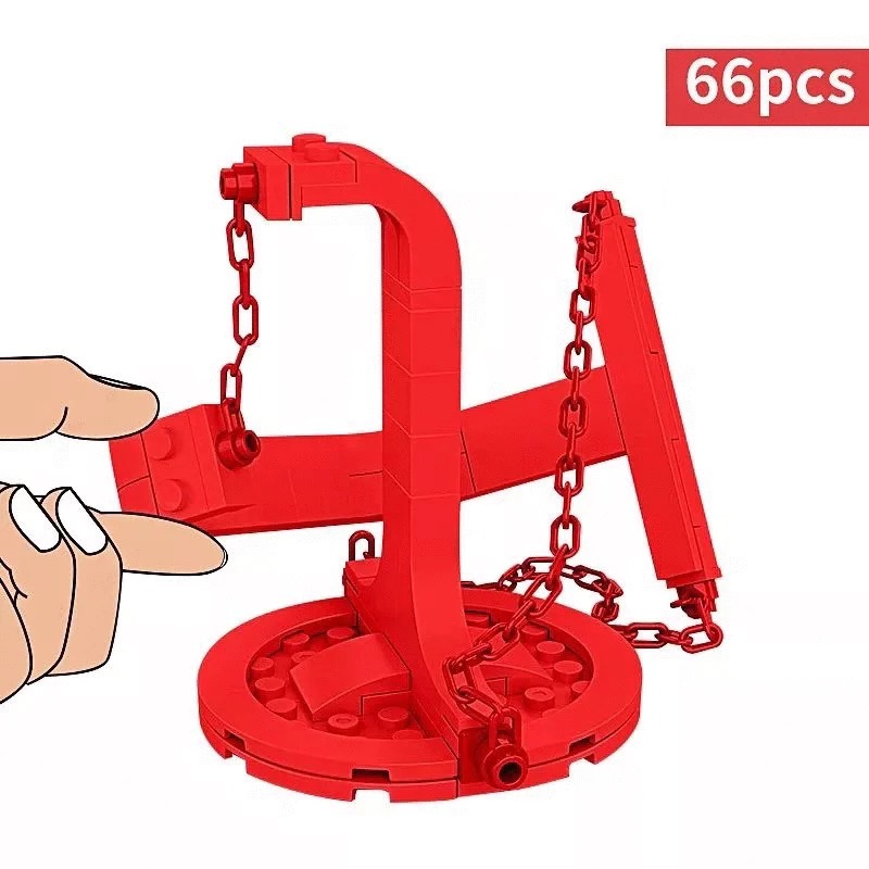 反重力懸浮平衡架積木 創意物理張力平衡DIY兒童嬰幼兒玩具遊戲 居家裝飾擺設 兼容樂高拼裝模型 66PCS 紅色/紫色-細節圖5