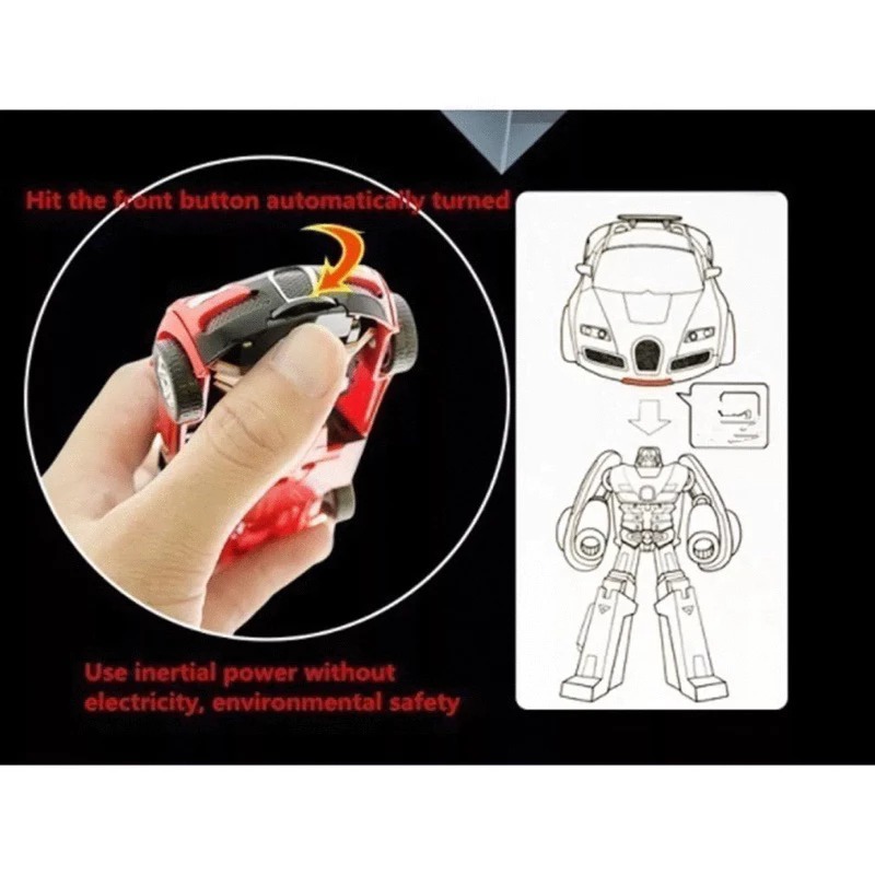 兒童變形金剛碰撞變形 嬰幼兒機器人玩具車 慣性賽車汽車模型 生日禮物 黃色-細節圖4