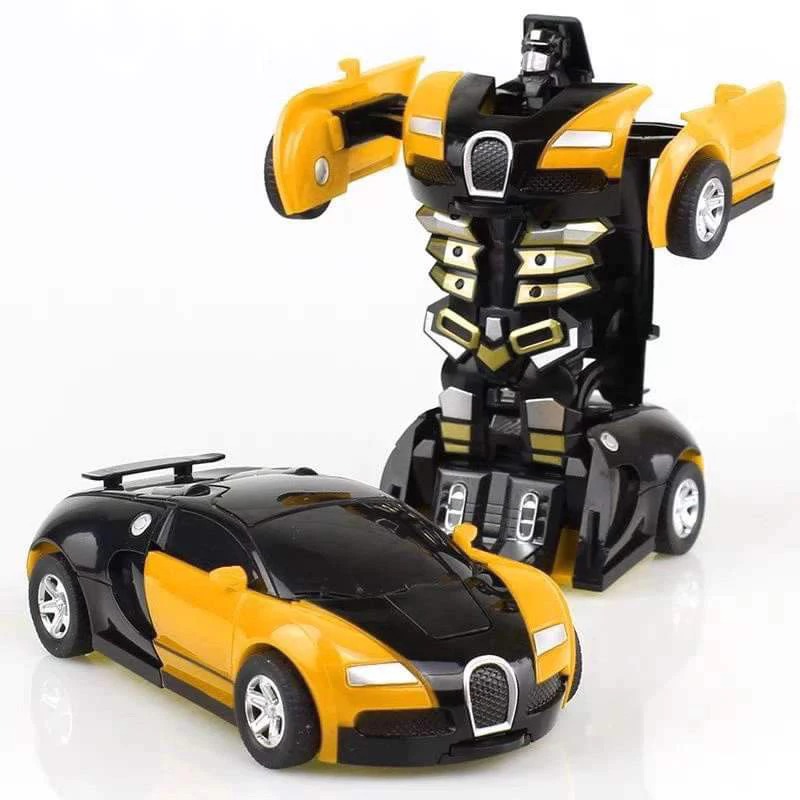 兒童變形金剛碰撞變形 嬰幼兒機器人玩具車 慣性賽車汽車模型 生日禮物 黃色-細節圖7