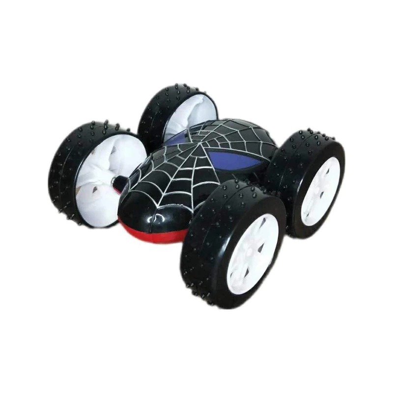 四驅動慣性雙面翻跟斗特技車 蜘蛛人造型360度轉向翻轉耐摔耐磨汽車玩具 益智兒童嬰幼兒教育教具 黑紅色-細節圖6