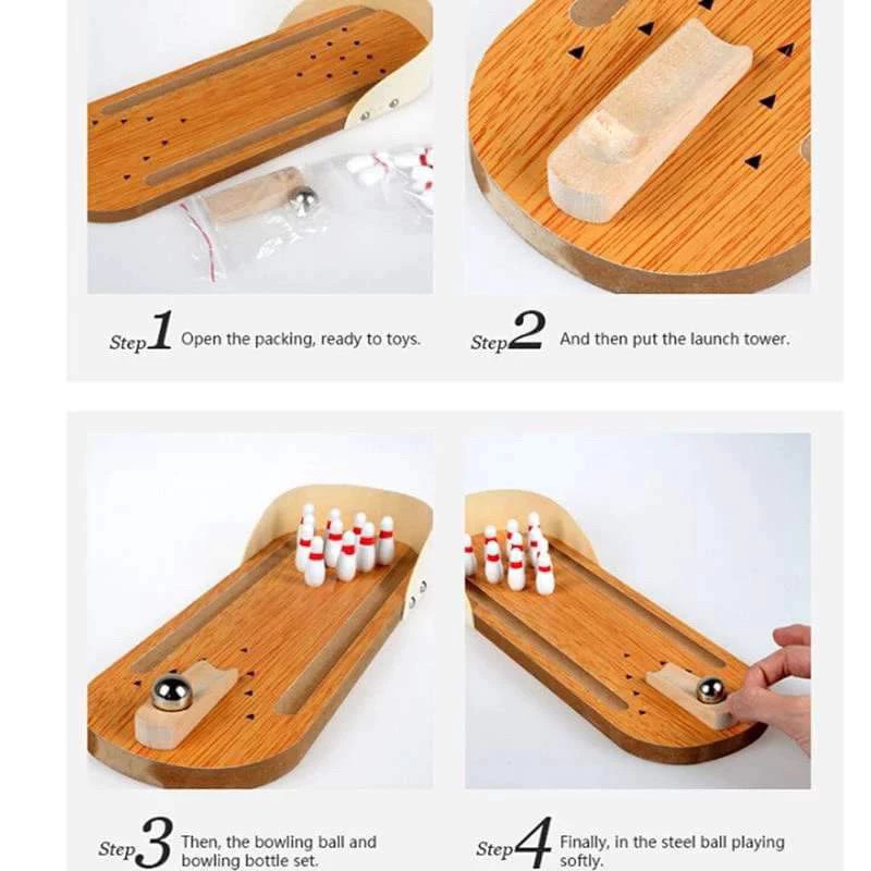 木製迷你桌面手指保齡球 親子互動桌面彈珠遊戲玩具 兒童嬰幼兒木質益智桌遊 創意解壓智力Bowling-細節圖8