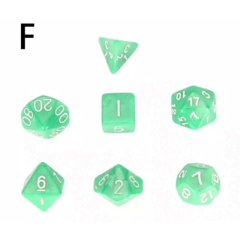 7入裝桌遊幻彩款多面骰子 益智桌上遊戲周邊數字骰子 TRPG D&D 龍與地下城 大理石綠/大理石灰/大理石桔-細節圖2