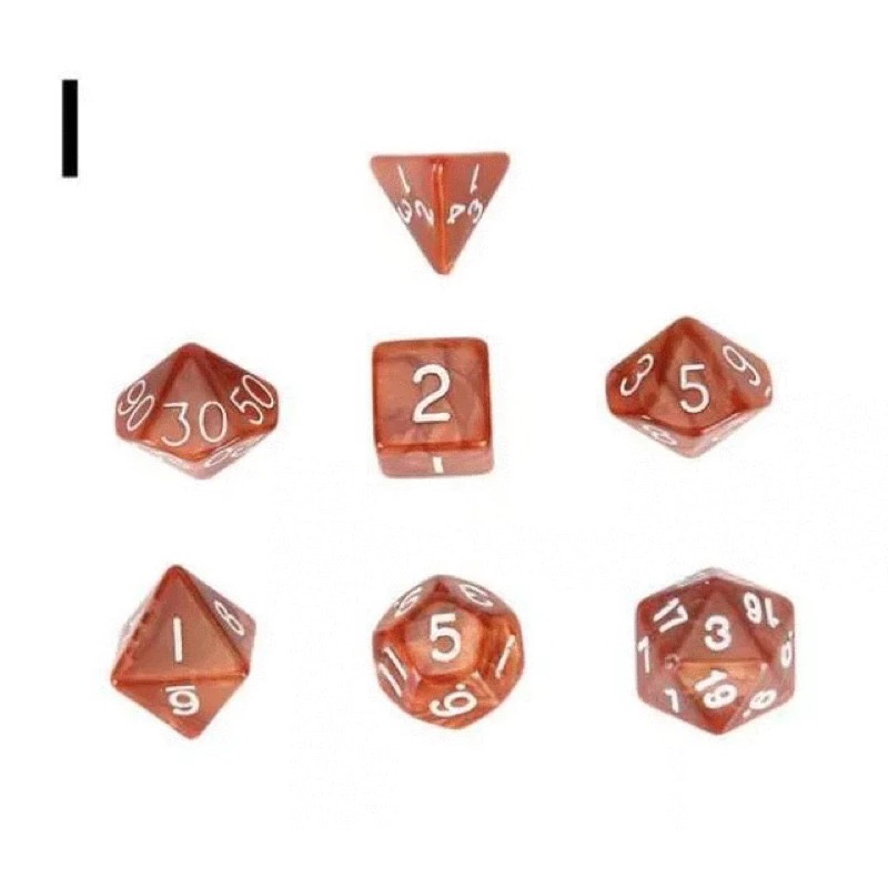 7入裝桌遊幻彩款多面骰子 益智桌上遊戲周邊數字骰子 TRPG D&D 龍與地下城 大理石綠/大理石灰/大理石桔-細節圖3